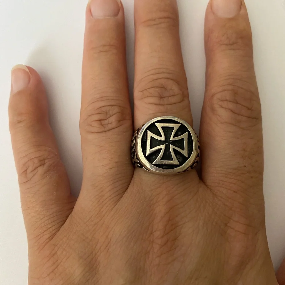 925 Silver ring iron cross sterling